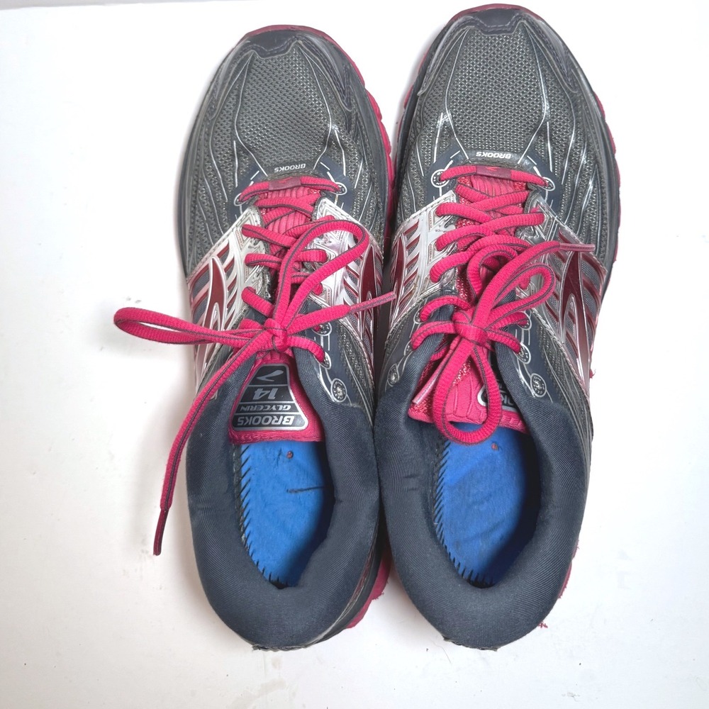 Brooks Glycerin 14 Womens 10.5 Running Shoes Gray Pink Silver Athletic No Insole - Picture 5 of 8
